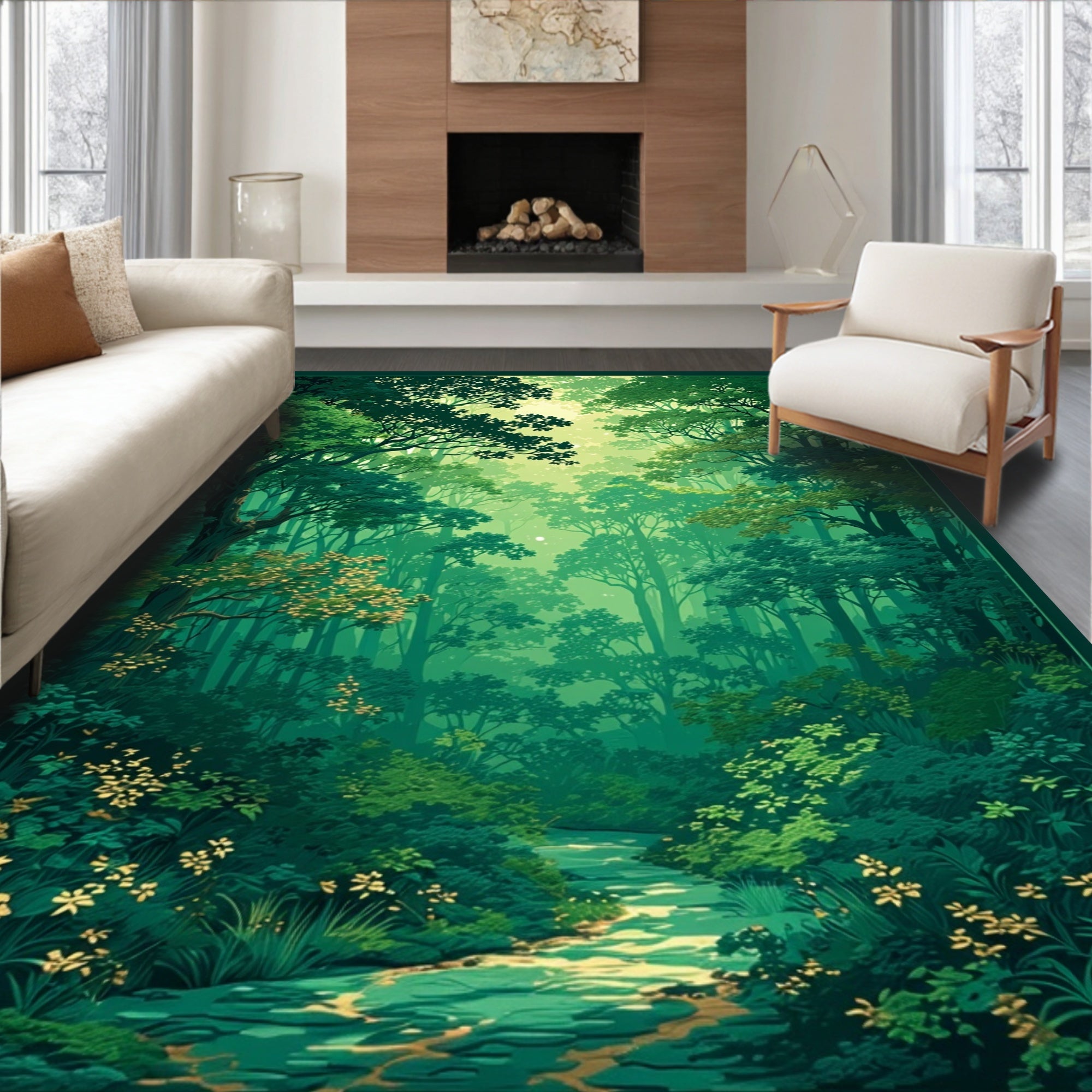 Enchanted Forest Path Scene Rug