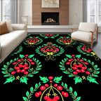 Folk Red Cherry Laurel Swag Rug