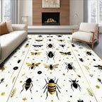 Gold Black Insect Pattern Design Rug