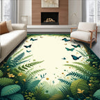 Enchanted Forest Butterflies Ferns Rug