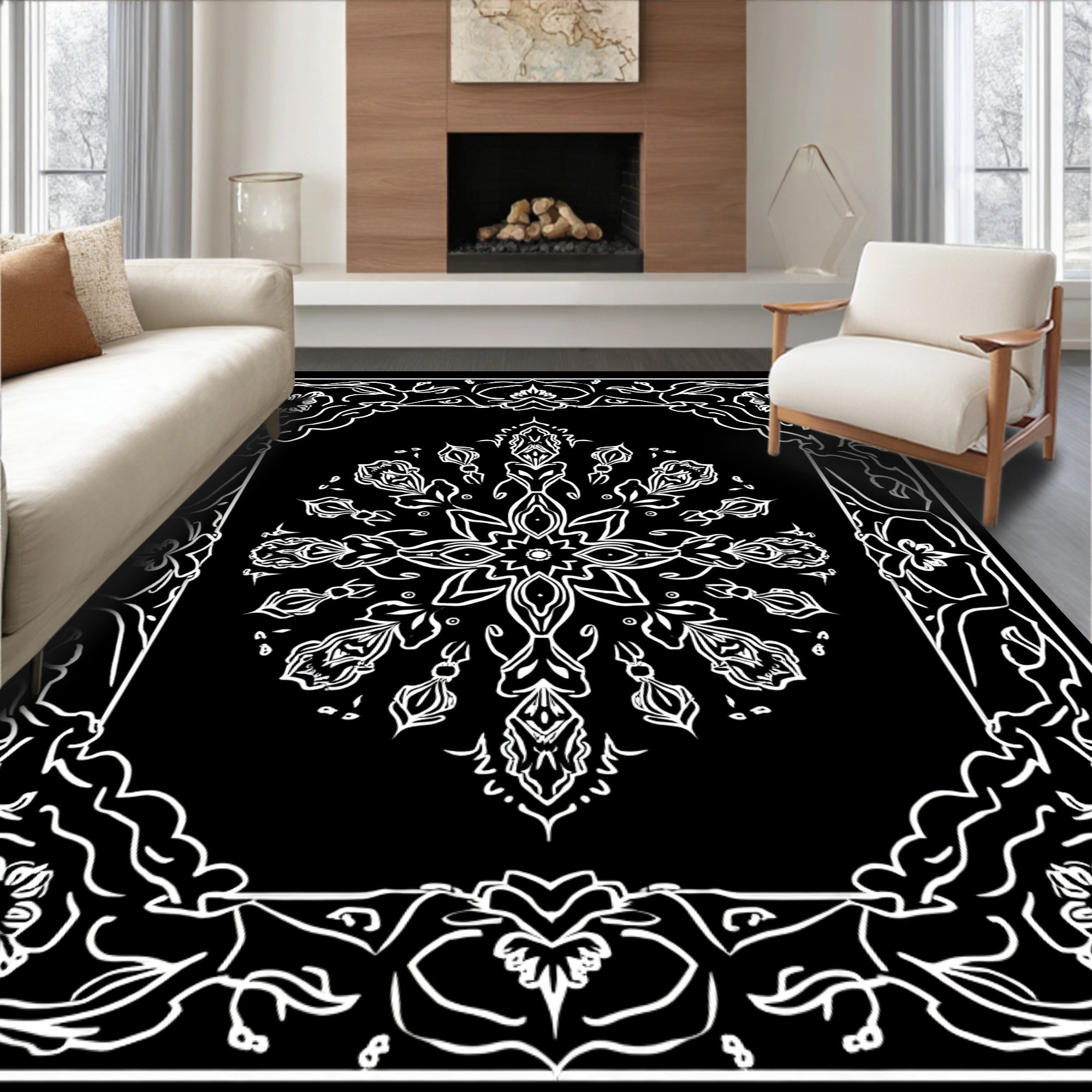 Ornate Floral Mandala Pattern Rug