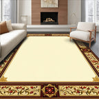 Floral Border With Red Gems Rug