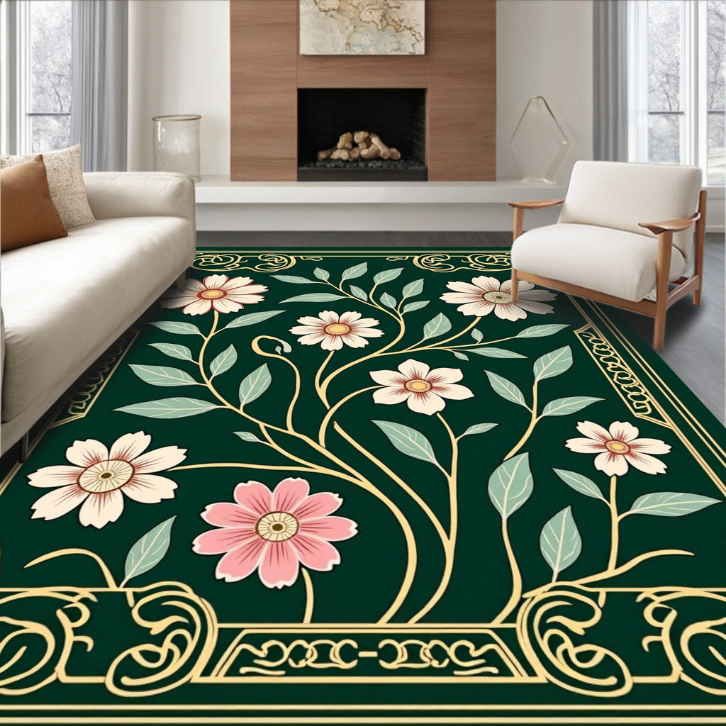Floral Vine With Delicate Petals Art Rug