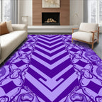 Ornate Purple Psychedelic Zigzag Design Rug