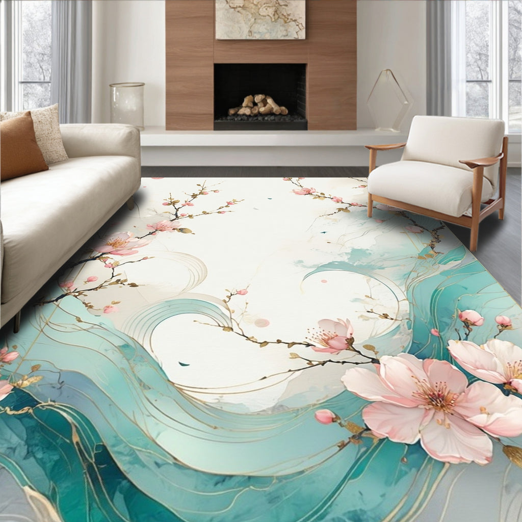 Delicate Floral Waves And Branches Rug
