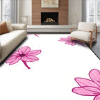 Pink Floral Outline Design Rug