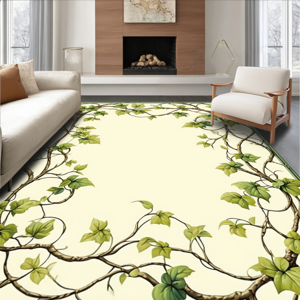 Green Vine Botanical Pattern Rug