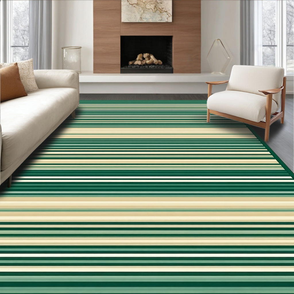Modern Striped Geometric Natural Design Rug