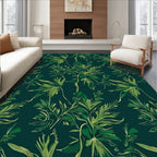 Abstract Green Leaf Botanical Design Rug
