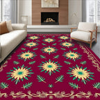 Crimson Floral Bloom Border Rug