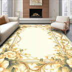 Gold Floral Scrollwork Vintage Rug