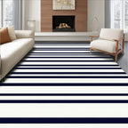 Classic Navy And White Stripes Rug