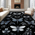Nature Butterfly Dragonfly Floral Pattern Rug