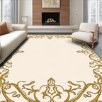 Elegant Gold Floral Border Design Rug