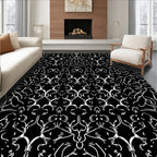 Abstract White Swirls Damask Pattern Rug