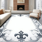 Classic Fleur-de-lis Scrollwork Border Rug