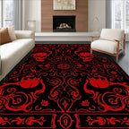 Red Skull Rose Baroque Rug