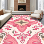 Pink Floral Inspired Symmetry Design Rug