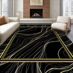 Abstract Yellow And White Swirl Rug