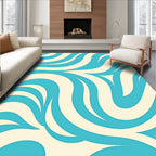 Turquoise Cream Swirling Abstract Rug