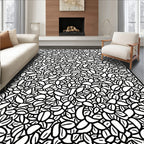 Abstract Black White Organic Pattern Rug