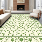 Green Botanical Floral Lattice Rug