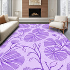 Purple Botanical Outline Pattern Rug