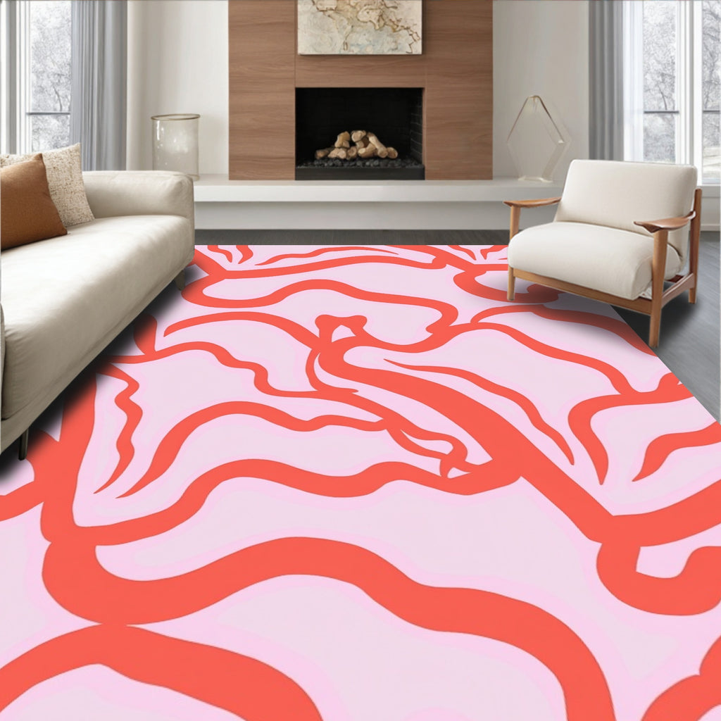 Coral Wave Pattern Rug