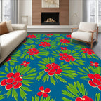 Bright Red Berry Bunch Foliage Rug