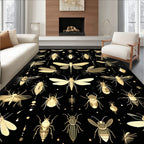 Gold Insect Pattern Accent Rug