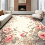 Pink Rose Floral Swirl Relief Rug