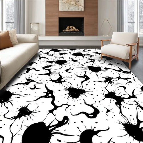 Abstract Ink Splatter Organic Pattern Rug