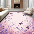 Whimsical Butterfly Floral Garden Design Rug