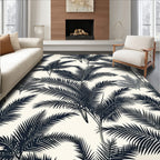 Dark Palm Frond Pattern Rug