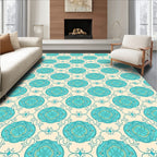 Aqua Teal Floral Oval Scroll Rug