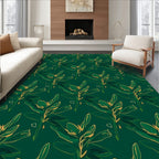 Emerald Green Abstract Leaf Pattern Rug