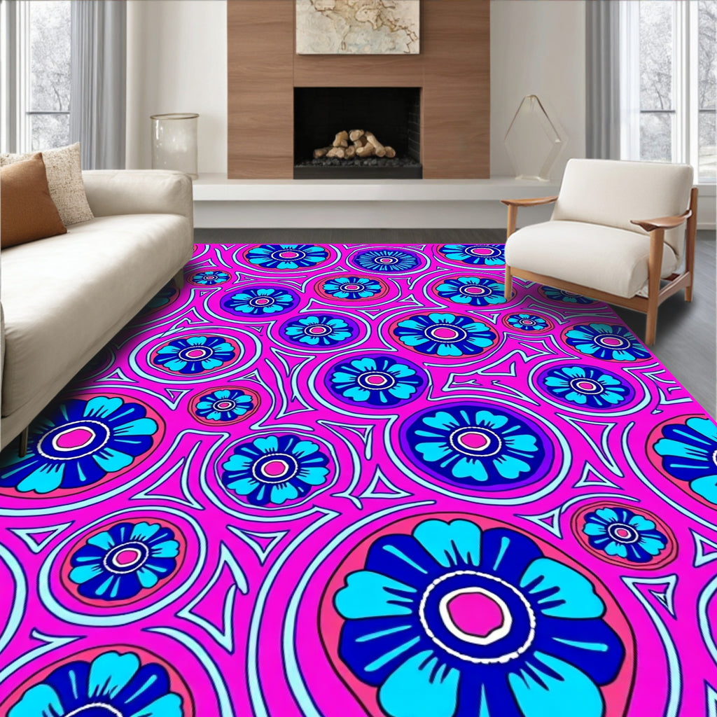 Floral Circles Pattern Design Rug