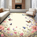 Whimsical Butterfly Floral Garden Rug