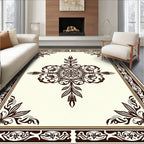 Ornate Floral Medallion Border Design Rug
