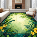 Lush Greenery Yellow Floral Motif Rug