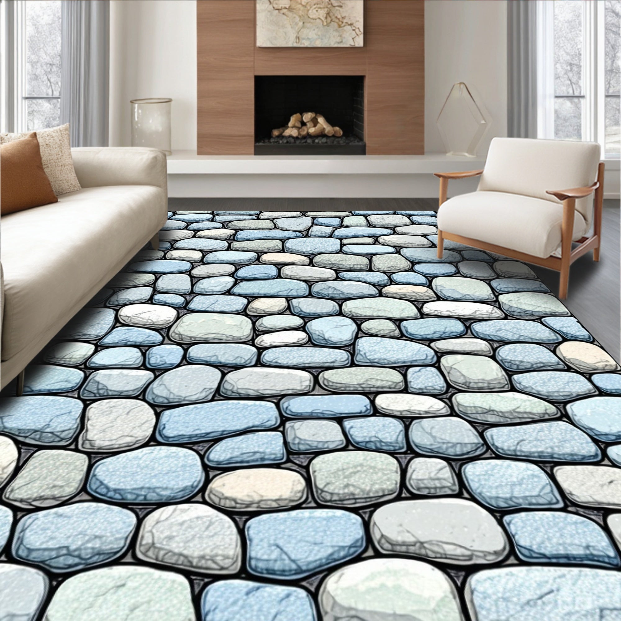 Stone Wall Textured Pattern Rug