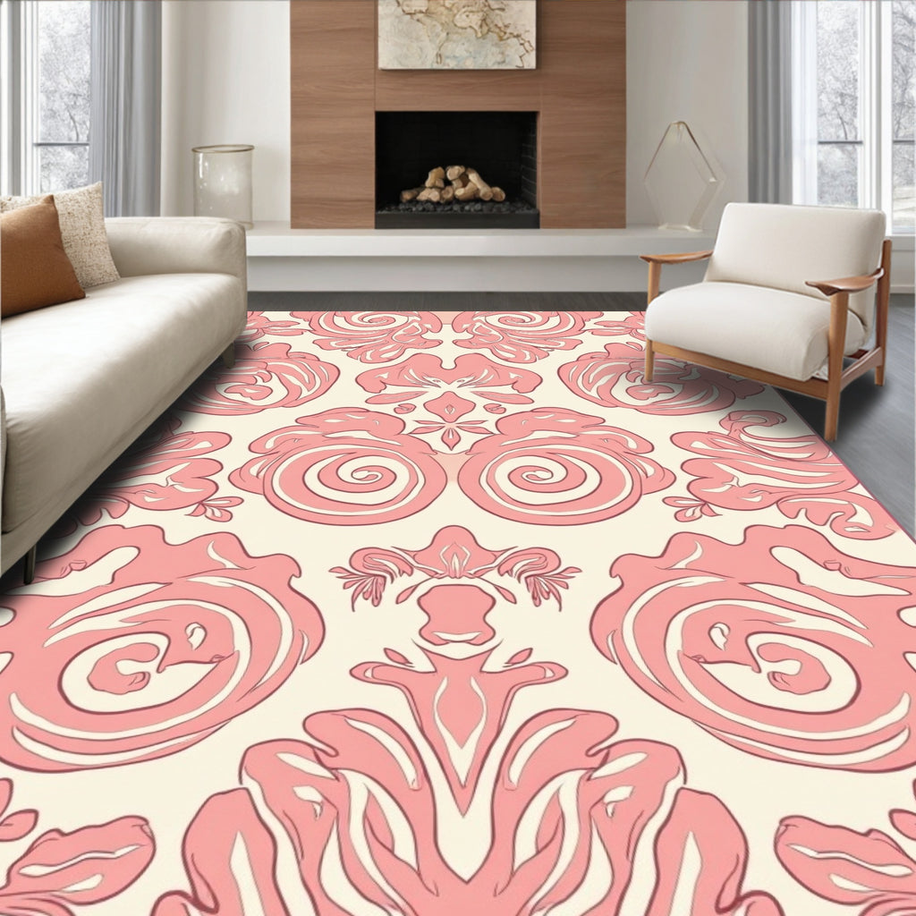 Delicate Scrolling Floral Ivory Rug