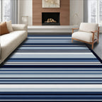 Shades of Blue Striped Modern Rug