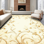 Ornate Golden Floral Vine Pattern Rug