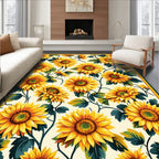 Floral Yellow Sunflowers Pattern Art Rug