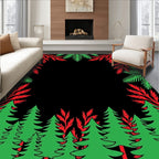 Festive evergreen forest border Rug