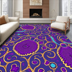 Bold Purple Floral Swirl Design Rug