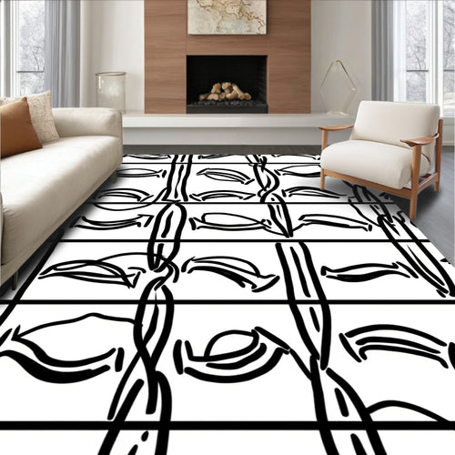 Abstract Brushstroke Geometric Pattern Rug