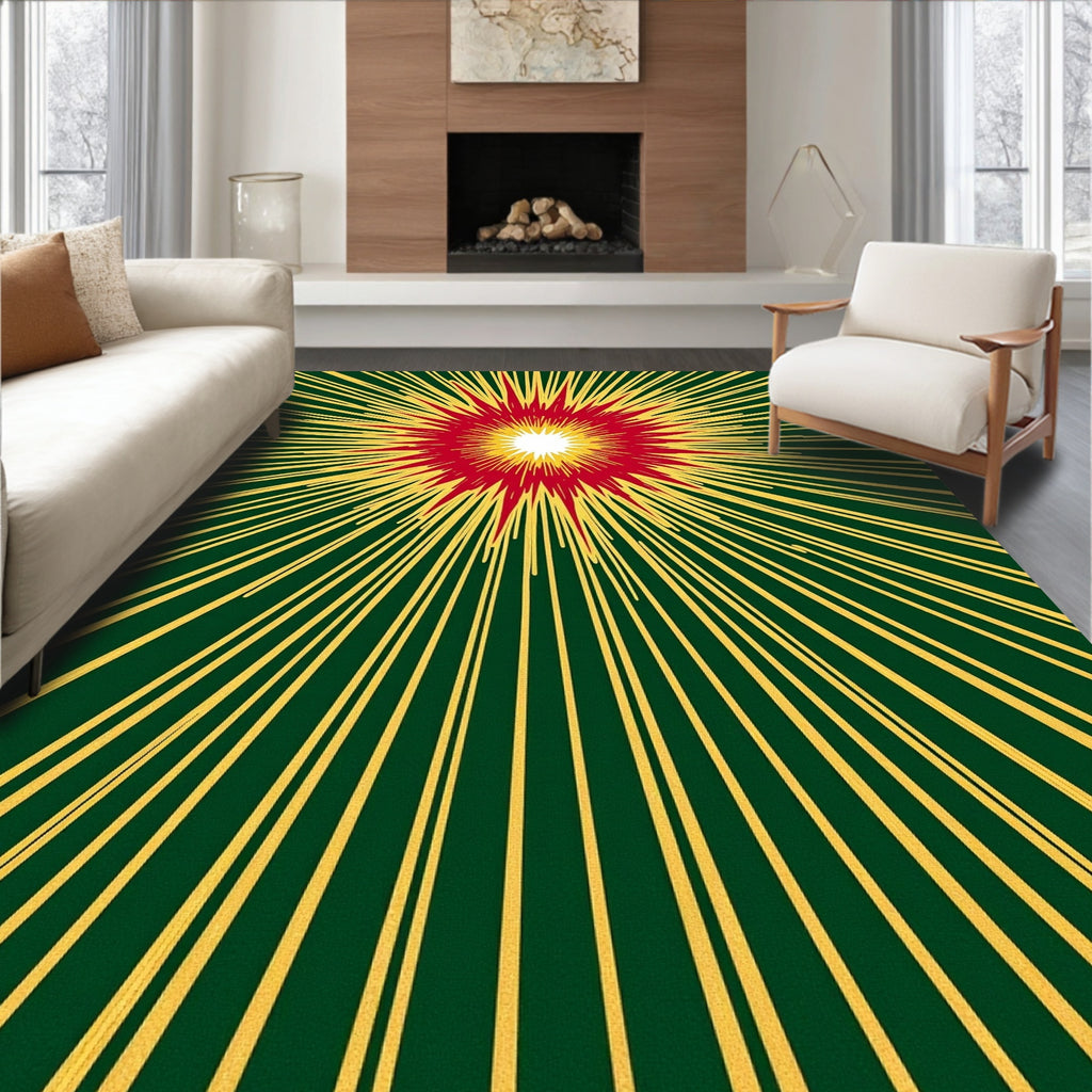 Radiant Sunburst Red Yellow Green Rug