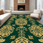 Emerald Gold Ornate Floral Pattern Rug